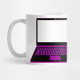 realistic laptop vector illustration in black and purple color Mug